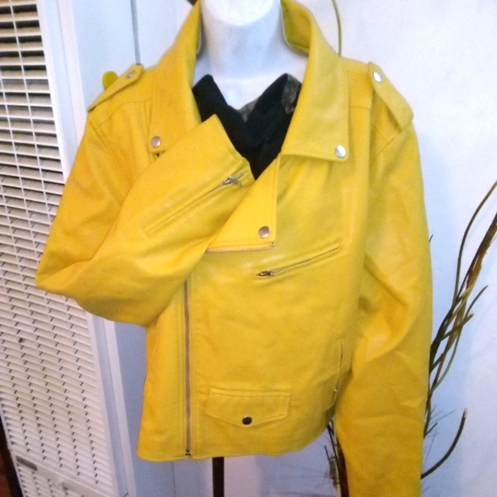 Leather yellow jacket